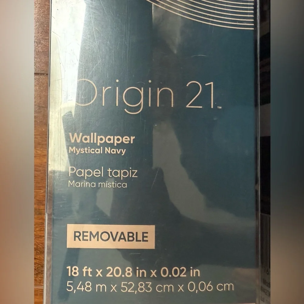 ORIGIN 21 WHITE/BLUE MYSTICAL NAVY DOTS PEEL & STICK WALLPAPER 18’X20”~LOT OF 2